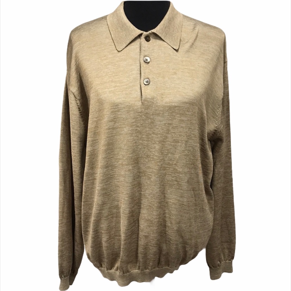 J. Ferrar Heather Pattern Sweater Tan Size Large